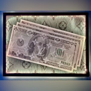 Huge Custom LED Backlit “Designer Bills” 60”x 40” Wall Art